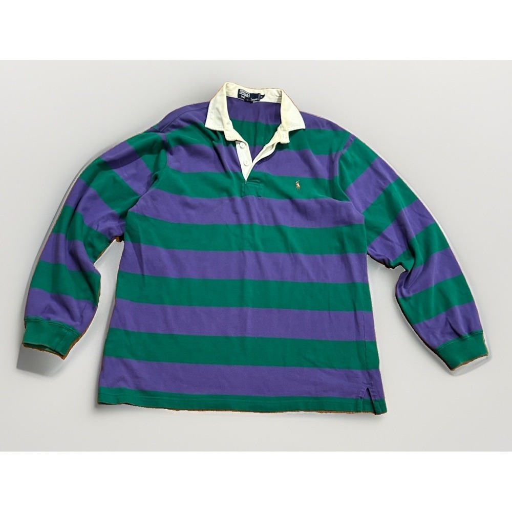 Vintage Polo Ralph Lauren Flesh Pony Rugby Shirt M Kanye West Hip Hop Preppy RRL
